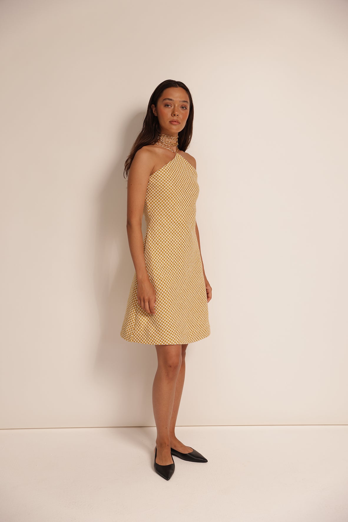 black and gold midi dresses Gold Mini Dress – Razan Alazzouni