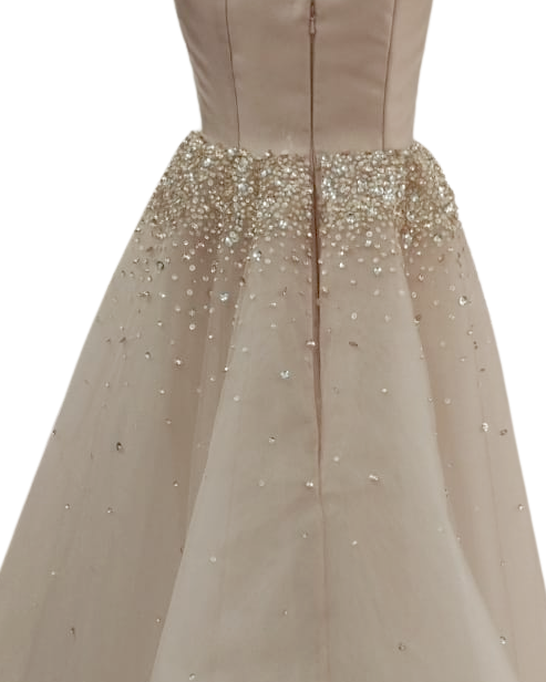 Strapless Silk Satin Gown with Embellished Tulle Skirt – Razan