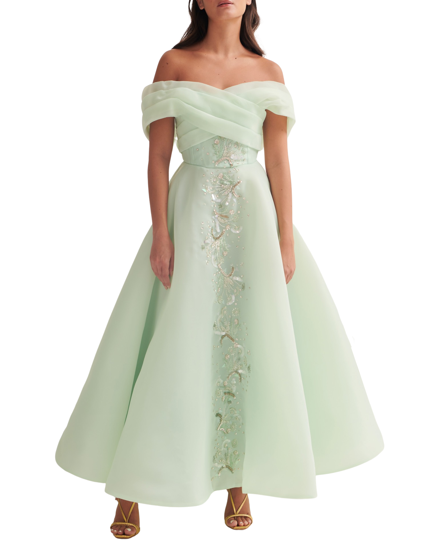 Off the shoulder embellished dress online